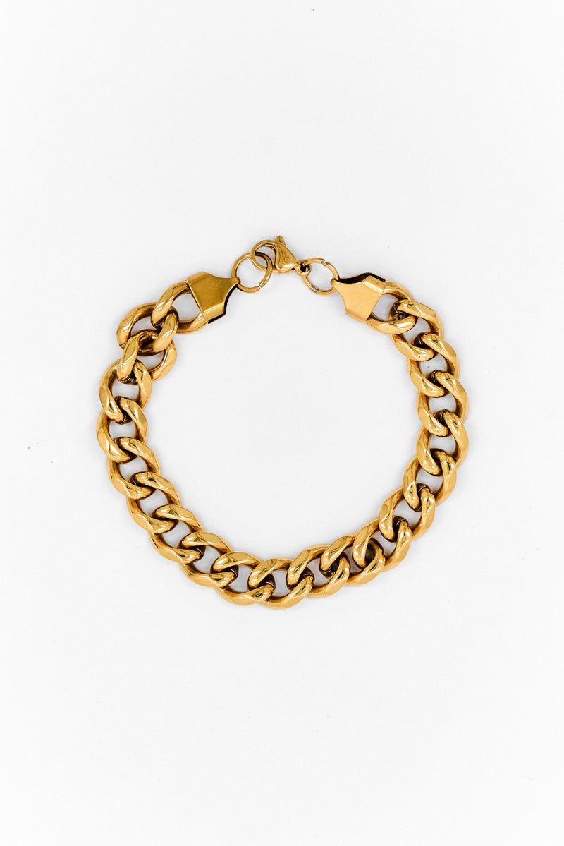 Steeltime Men Gold Plated Stainless Steel Chain Bracelet, Gold - Image 3